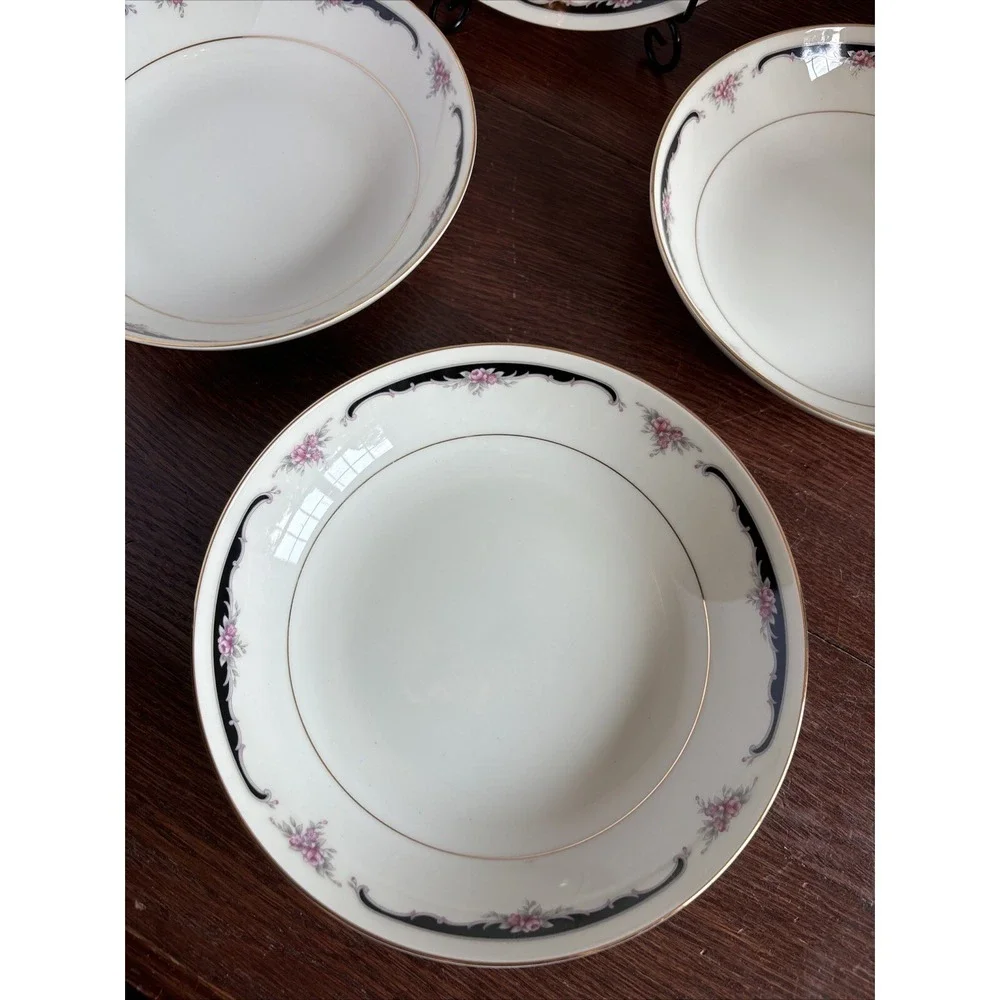 Celebrity Ivory Glaze Prelude 1985 Ivory & Gold Trim Salad Bowls New Set Of‎ 4